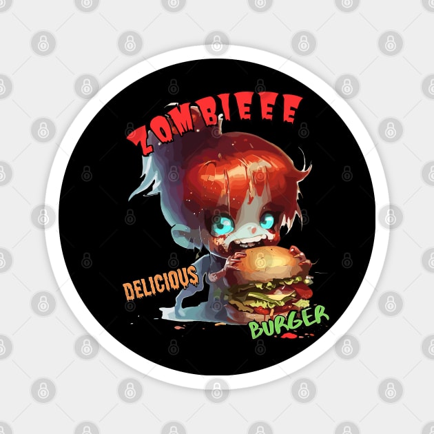 Zombie delicious burger, zomburger, zombie burger Magnet by TomFrontierArt